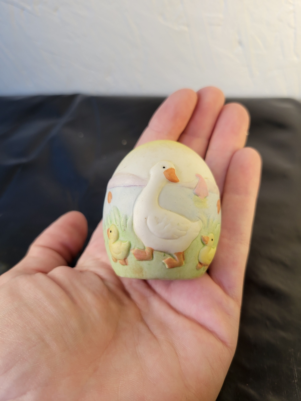 Ceramic Easter Egg Figurine Ducks Art Small